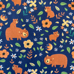 Polycotton Print - Mother Bear - Navy - £3.00 Per Metre - Sold by Half Metre