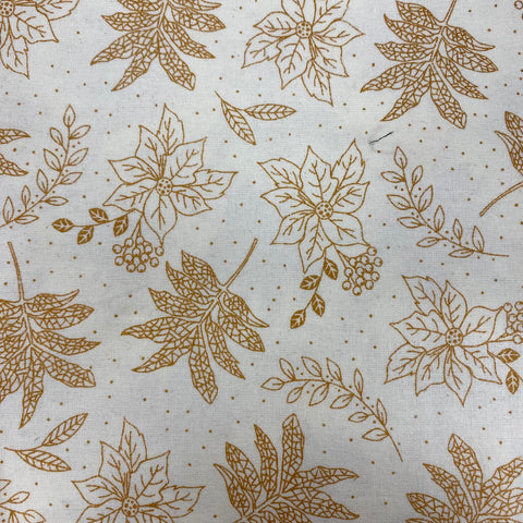 Remnant 24072 1.8m x 112cm 100% Craft Cotton - cream and gold - 114cm wide approx