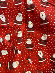 Remnant 300909 1.25m PolyCotton Christmas Smiling Santa Red - 114cm wide