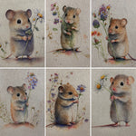 Linen look Panels - Field Mice - £2.50 Each - Select Design