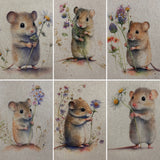 Linen look Panels - Field Mice - £2.50 Each - Select Design