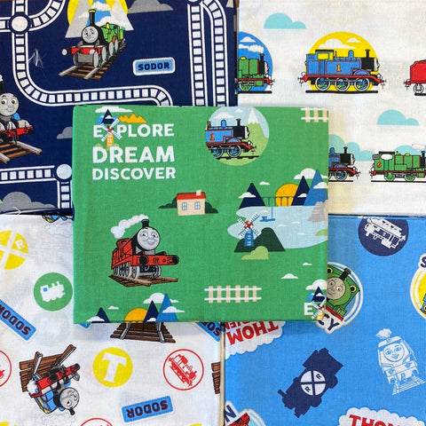 Thomas and Friends Thomas the Tank Fat Quarters pack 100% cotton Kaye’s textiles Southend Westcliff Essex sewing patchwork crafts projects