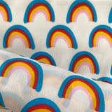 Polycotton Print  - Rainbow - White - £3.00 Per Metre - Sold by Half Metre
