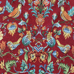 Tapestry - Birds William - Red - £16.50 Per Metre - Sold by Half Metre