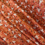 100% Viscose - Floral Bunch - Terracotta - Sold By Half Metre