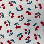 Polycotton Print - Cherry Hearts - Cream - £3.00 Per Metre - Sold by Half Metre
