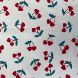 Polycotton Print - Cherry Hearts - Cream - £3.00 Per Metre - Sold by Half Metre