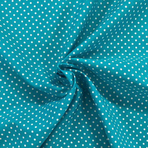 Spot 100% cotton dressmaking Southend Westcliff sewing fabric craft clothes pattern turquoise poplin discount cheap