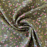 100% Viscose - Ditsy Floral - Olive - Sold By Half Metre