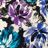 JOHN KALDOR Polyester Elastane Jersey - Teal/Mauve Floral - £9.50 Per Metre - Sold By Half Metre