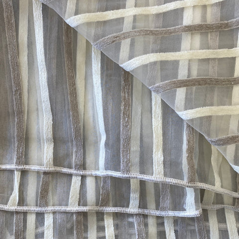 Remnant 190307 1.7m Velour Striped Voile with beaded hem - 320cm Wide