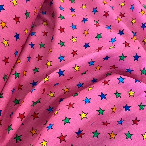 100% Cotton - Pink Multi Star  - Pop Up Shop