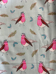 Remnant 300902 1.1m 100% Cotton Christmas Robin Crowns - 114cm wide