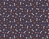 PAWS AND BONES AND MULTICOLOURED SHAPES - Select Colour - £4.00 Per Metre - Sold By Half Meter