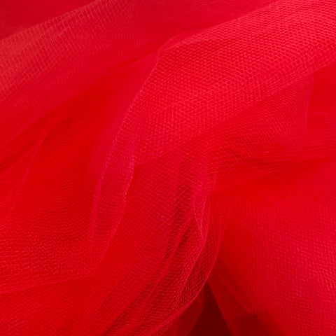 ** Remnant 120205 1.6m Soft Tulle - Red - 280cm wide