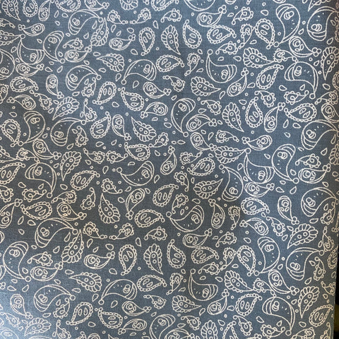 Remnant 300110 0.7m Polycotton Paisley Denim - 112cm Wide