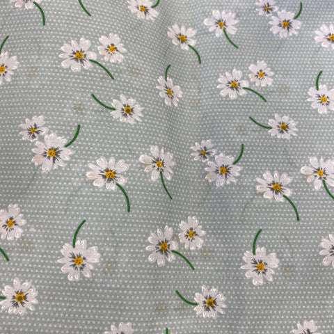 Remnant 190911 1.6m Polycotton Daisy spot - Mint - 112cm wide approx