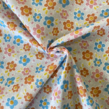 Polycotton Print - Summer Flowers - White - £3.00 Per Metre -  Sold by Half Metre