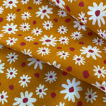 Remnant 110204 85cm x 112cm Pink White Daisys on Orange Polycotton