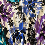 JOHN KALDOR Polyester Elastane Jersey - Teal/Mauve Floral - £9.50 Per Metre - Sold By Half Metre