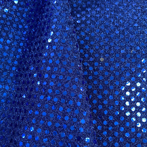 Remnant 130524 0.7m Sequin Spot - Royal - 114cm Wide