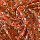 100% Viscose - Floral Bunch - Terracotta - Sold By Half Metre