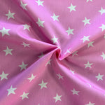 100% Cotton - Stars - Mid Pink - £6.50 Per Metre - Sold by Half Metre