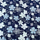 100% Cotton - Craft Cotton - Flower Blues - £9.50 per Metre - Sold by Half Metre