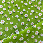 Polycotton Print - Daisies - Lime Green - Sold by Half Metre