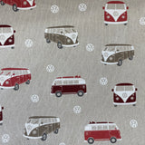 Linen Look - VW Camper Van - £15.00 Per Metre - Sold By Half Metre