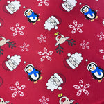 Christmas Jersey - Christmas Characters  - Red - £8.00 Per Metre - Sold By Half Metre