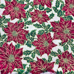 Remnant 150111 0.95m x 1.5m 100% Cotton Christmas Poinsettia Cream