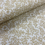 100% Cotton  - Christmas - Metallic Holly Leaves Outline - Select Colour - £8.50 Per Metre - Sold by Half Metre