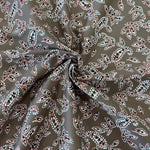 Stretch Cotton Sateen - Paisley Leaves - Brown - £7.50 Per Metre - Sold By Half Metre