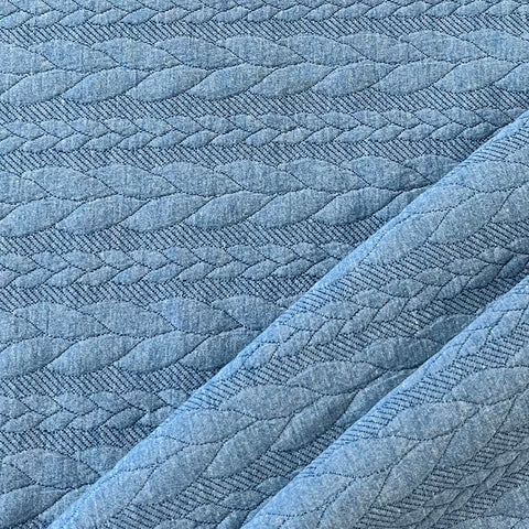 Ponte Roma Jersey - Cable Knit - Denim Blue - £14.00  Per Metre - Sold By Half Metre