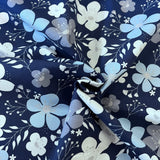 100% Cotton - Craft Cotton - Flower Blues - £9.50 per Metre - Sold by Half Metre