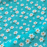 Polycotton Print - Daisies - Aqua - Sold by Half Metre