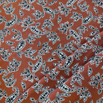 Stretch Cotton Sateen - Paisley Leaves - Burnt Orange - £7.50 Per Metre - Sold By Half Metre