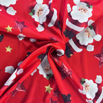 Christmas Jersey - Santa & Stars - £8.00 Per Metre - Sold By Half Metre