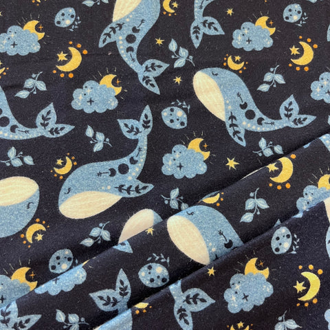 100% Brushed Cotton - Whales - £9.50 per Metre - Sold by Half Metre