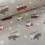 Linen Look - VW Camper Van - £15.00 Per Metre - Sold By Half Metre