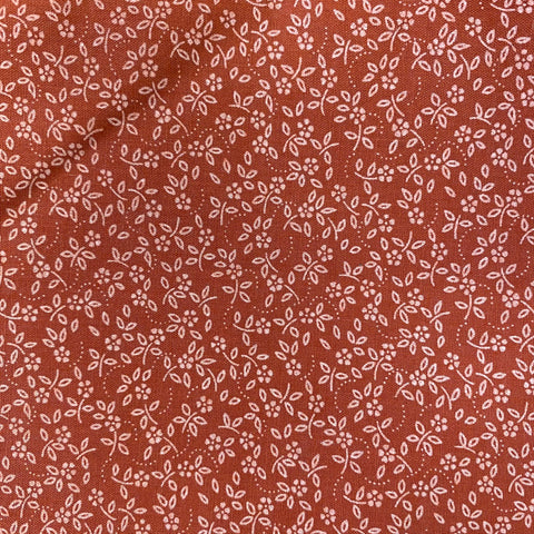 Remnant 171133 0.8m Polycotton ditsy Floral Terracotta - 112cm Wide approx