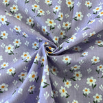 Polycotton Print - Daisies - Lilac - Sold by Half Metre