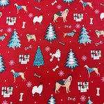 100% Cotton (Craft) - Christmas Dogs & Trees -  Sold by Half Metre