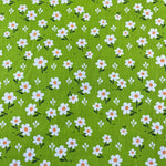 Polycotton Print - Daisies - Lime Green - Sold by Half Metre