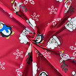 Christmas Jersey - Christmas Characters  - Red - £8.00 Per Metre - Sold By Half Metre