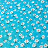 Polycotton Print - Daisies - Aqua - Sold by Half Metre