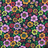 Polycotton Print - Floral Butterfly Blossom - Select Colour - £4.00 Per Metre - Sold by Half Metre