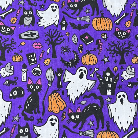 Remnant 021140 0.25m Halloween Polycotton - 112cm Wide approx