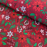 Christmas Polycotton Prints - Poinsettia - Select Colour -  £3.00 Per Metre - Sold by Half Metre